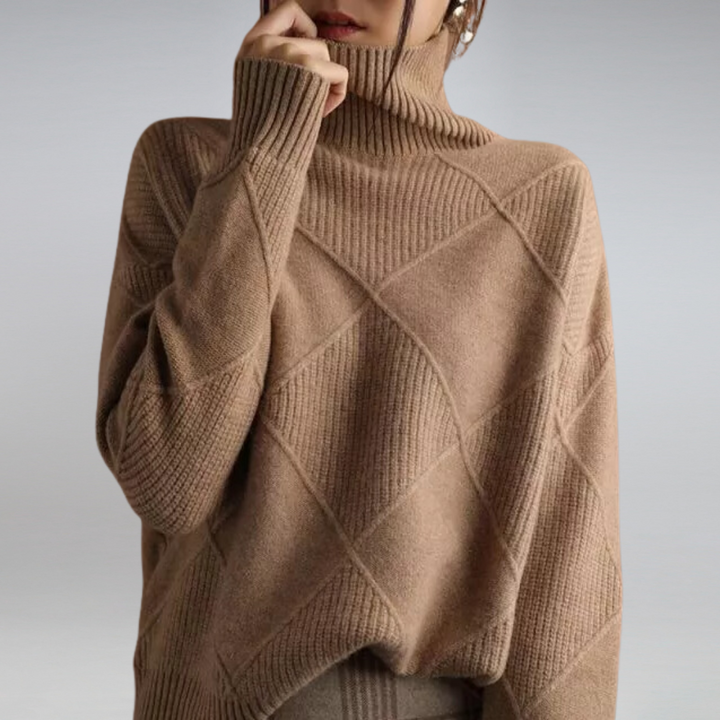 Maglione Dolcevita Donna | Trama a Rombi e Collo Alto 6