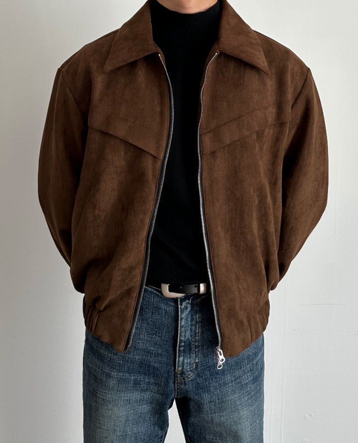 Giacca Scamosciata Uomo | Zip Sottile e Stile Essenziale 1