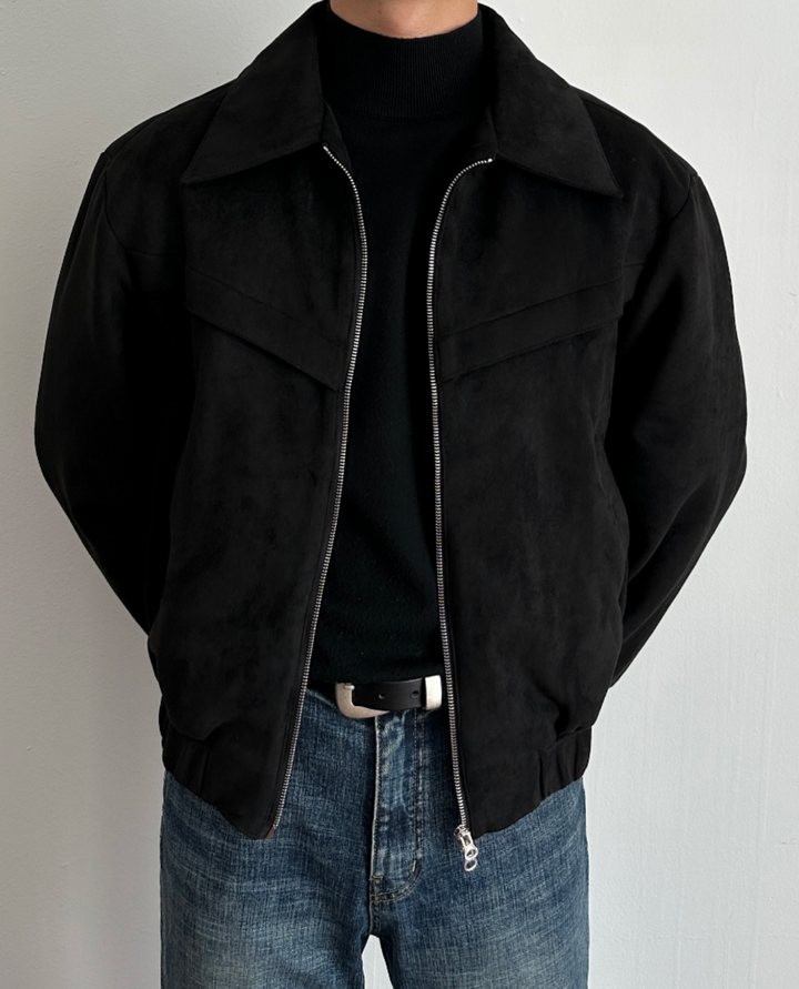 Giacca Scamosciata Uomo | Zip Sottile e Stile Essenziale 5