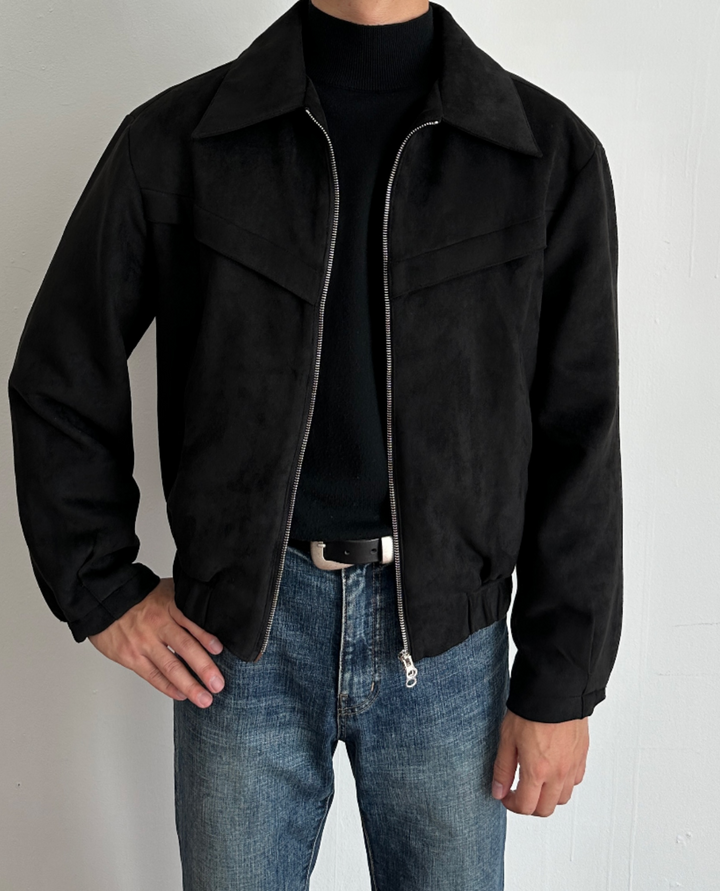 Giacca Scamosciata Uomo | Zip Sottile e Stile Essenziale 7