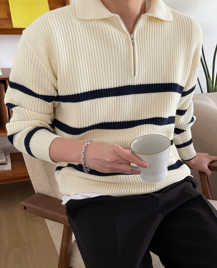 Maglione Uomo Mezza Zip | Collo Alto e Comfort 1
