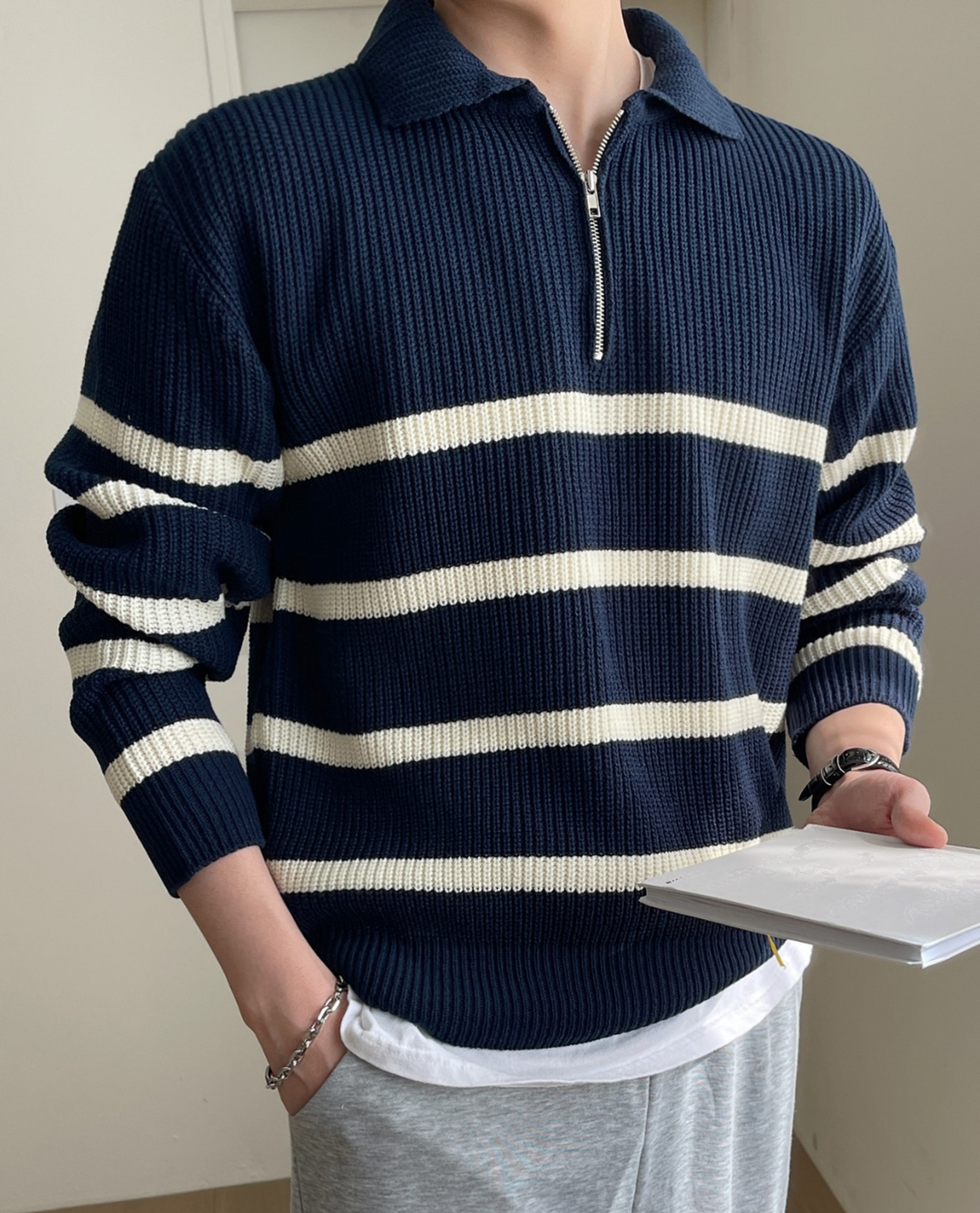 Maglione Uomo Mezza Zip | Collo Alto e Comfort 5