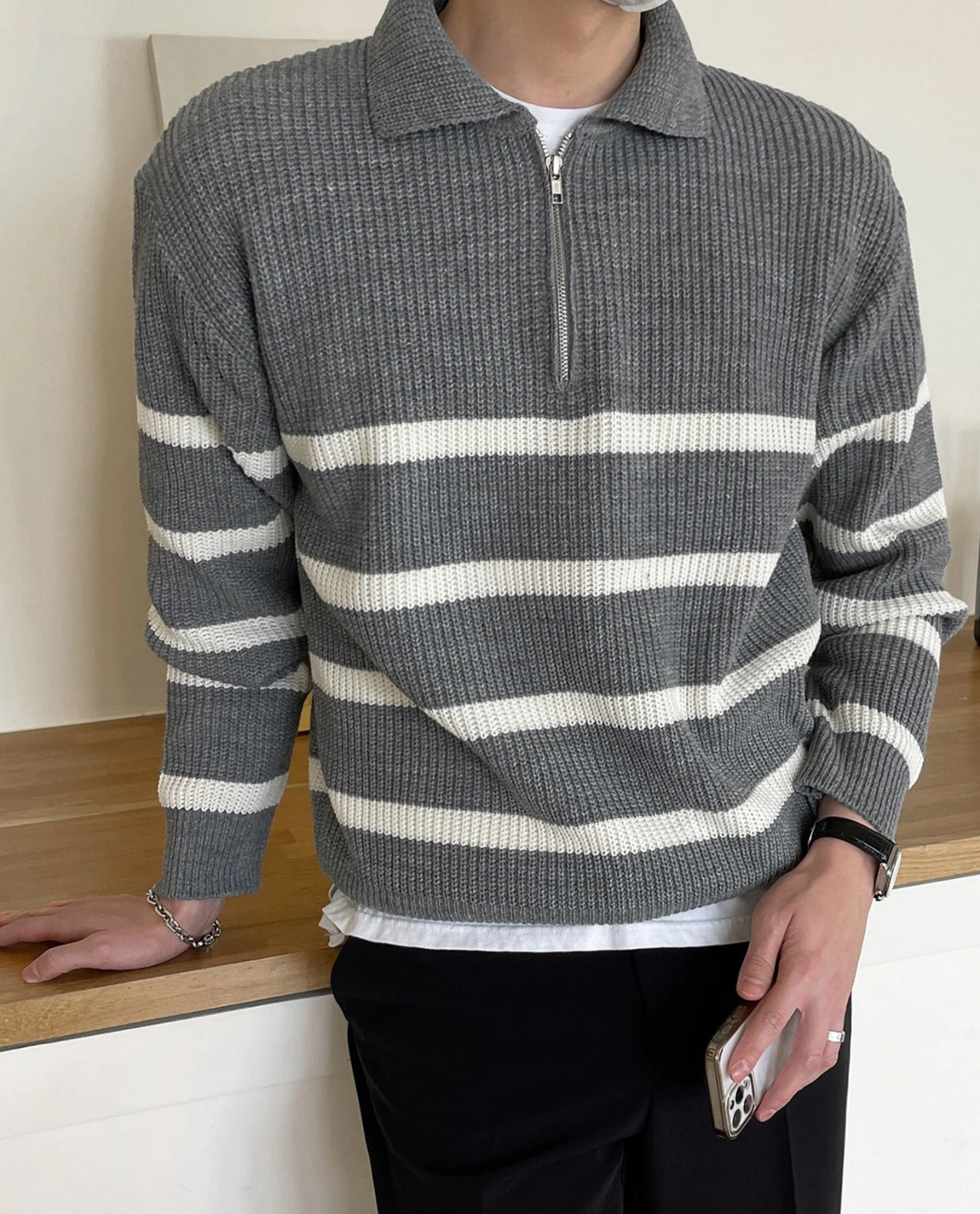 Maglione Uomo Mezza Zip | Collo Alto e Comfort 8