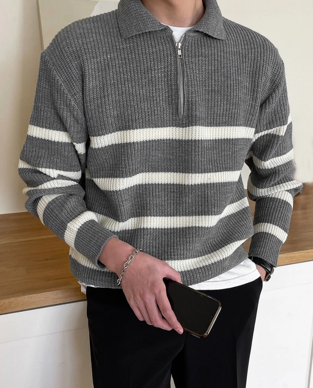 Maglione Uomo Mezza Zip | Collo Alto e Comfort 10