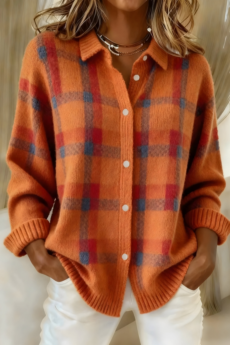 Cardigan a Quadri Donna | Morbido e Versatile 1