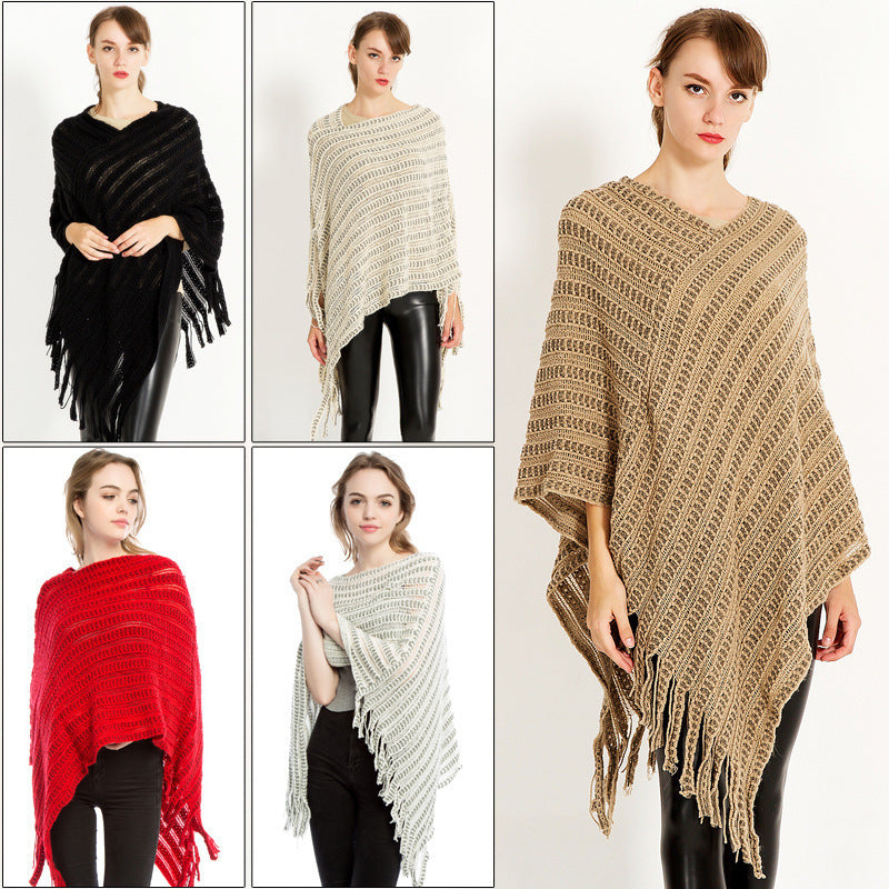 Women's Crochet Poncho | Fringed Hem & Airy Design 1