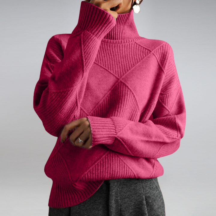 Maglione Dolcevita Donna | Trama a Rombi e Collo Alto 11