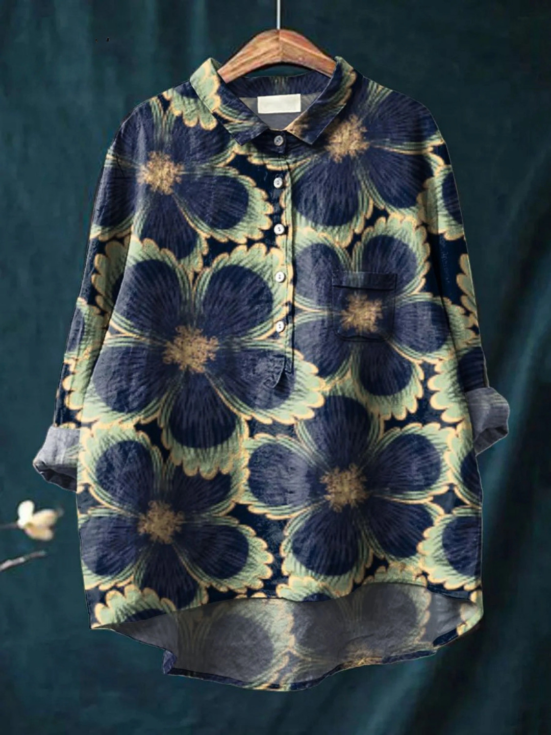 Women's Vintage Floral Shirt Relaxed Fit Breathable Comfort 1
