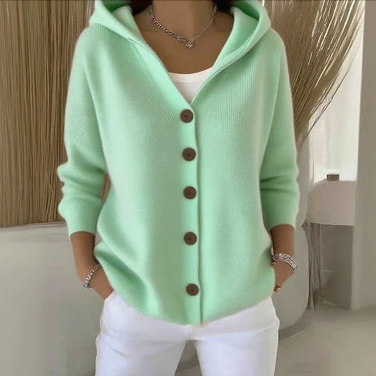 Cardigan Donna | Comodo con Cappuccio e Bottoni 2