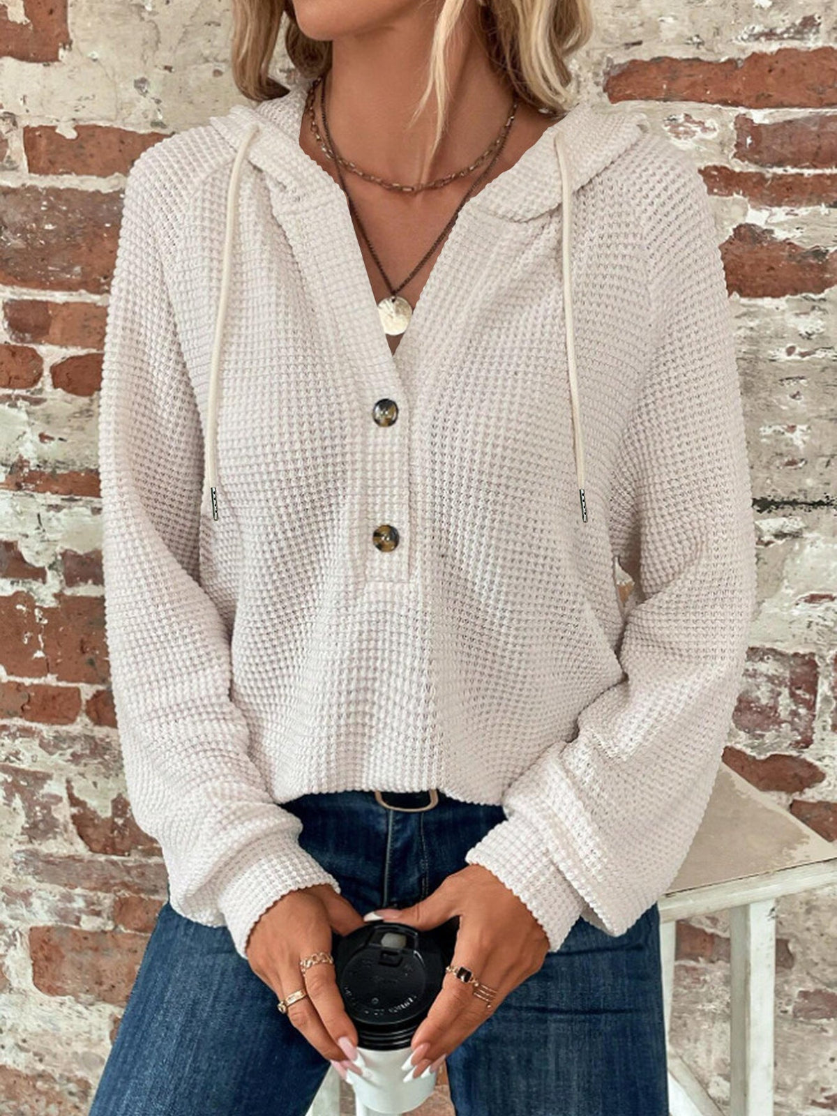 Felpa Donna con Cappuccio | Vestibilità Ampia e Bottoni Frontali 5