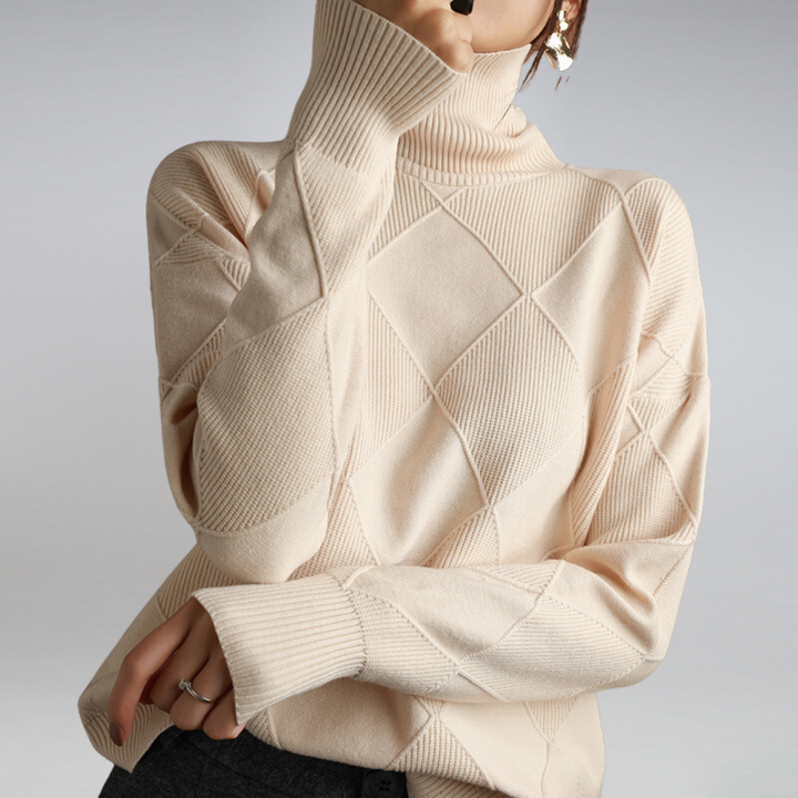 Maglione Dolcevita Donna | Trama a Rombi e Collo Alto 10