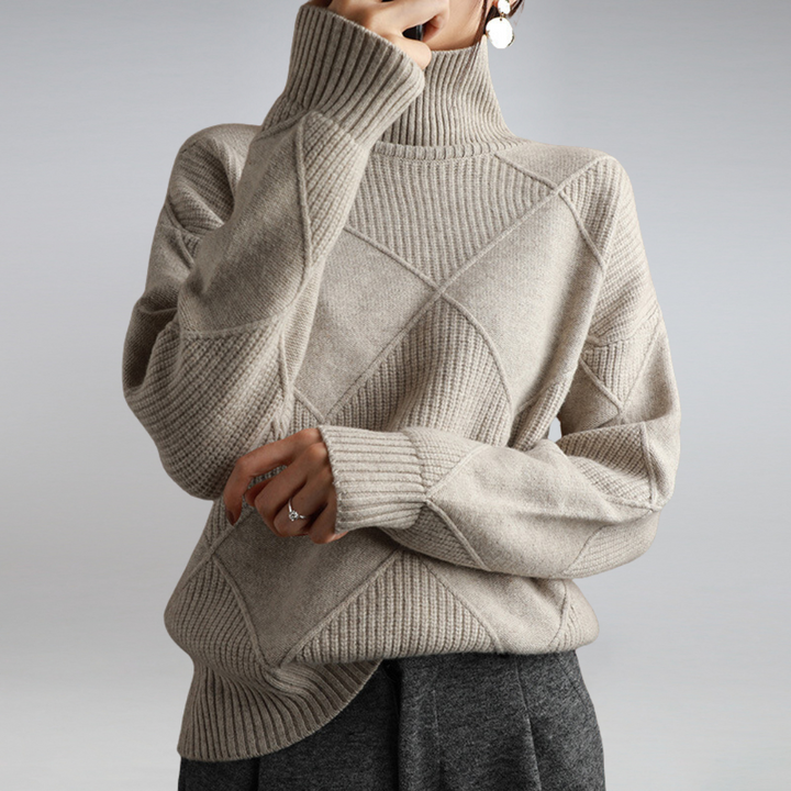 Maglione Dolcevita Donna | Trama a Rombi e Collo Alto 7