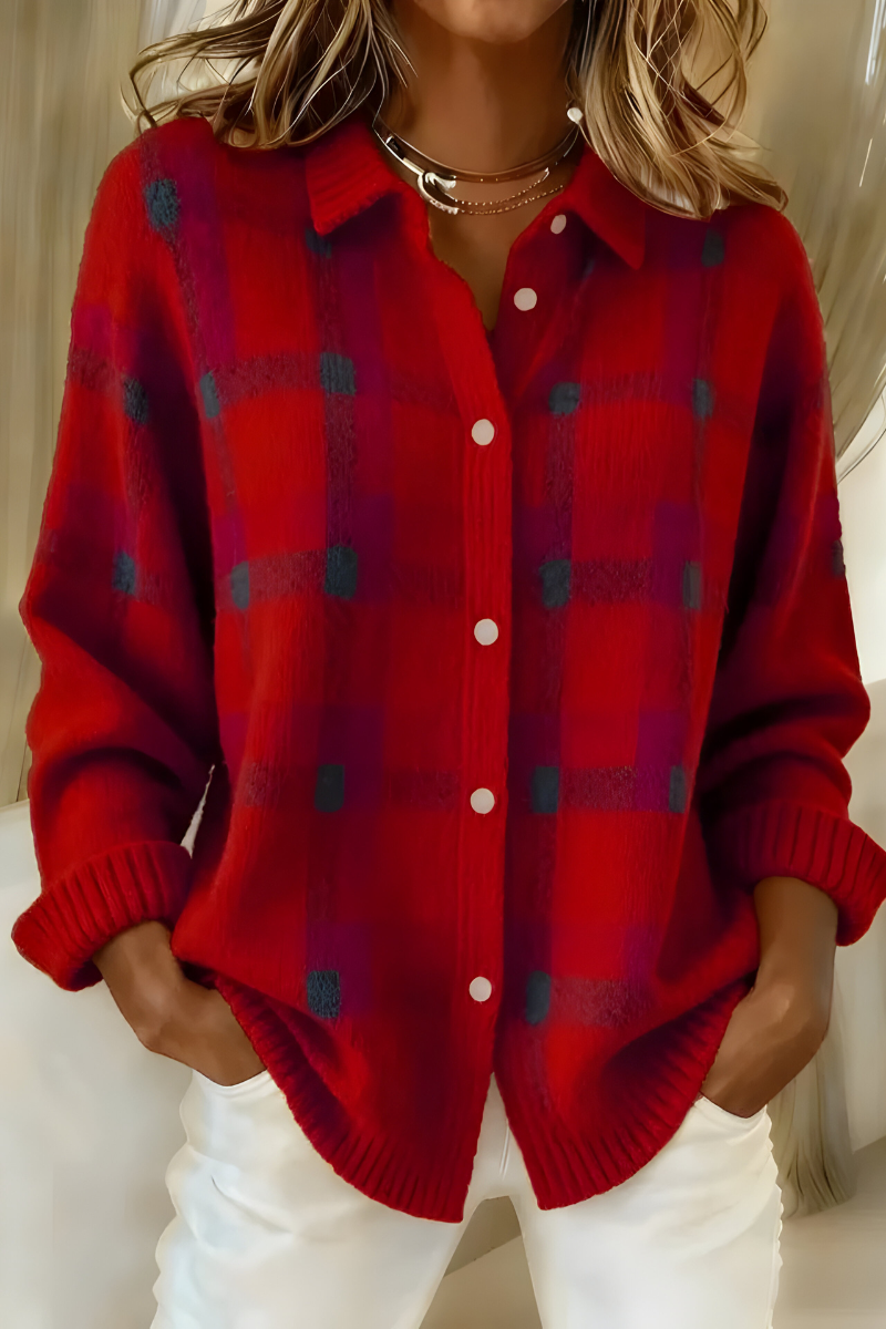 Cardigan a Quadri Donna | Morbido e Versatile 2