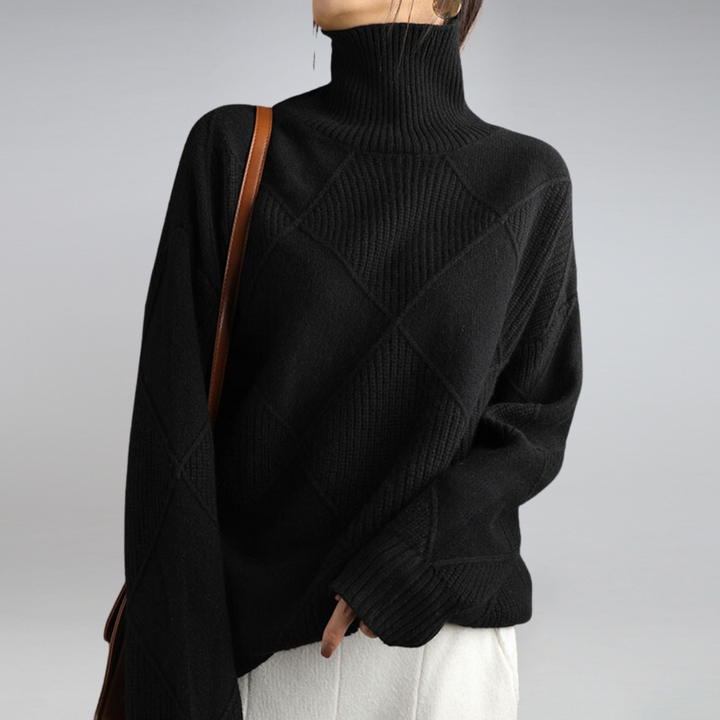 Maglione Dolcevita Donna | Trama a Rombi e Collo Alto 8