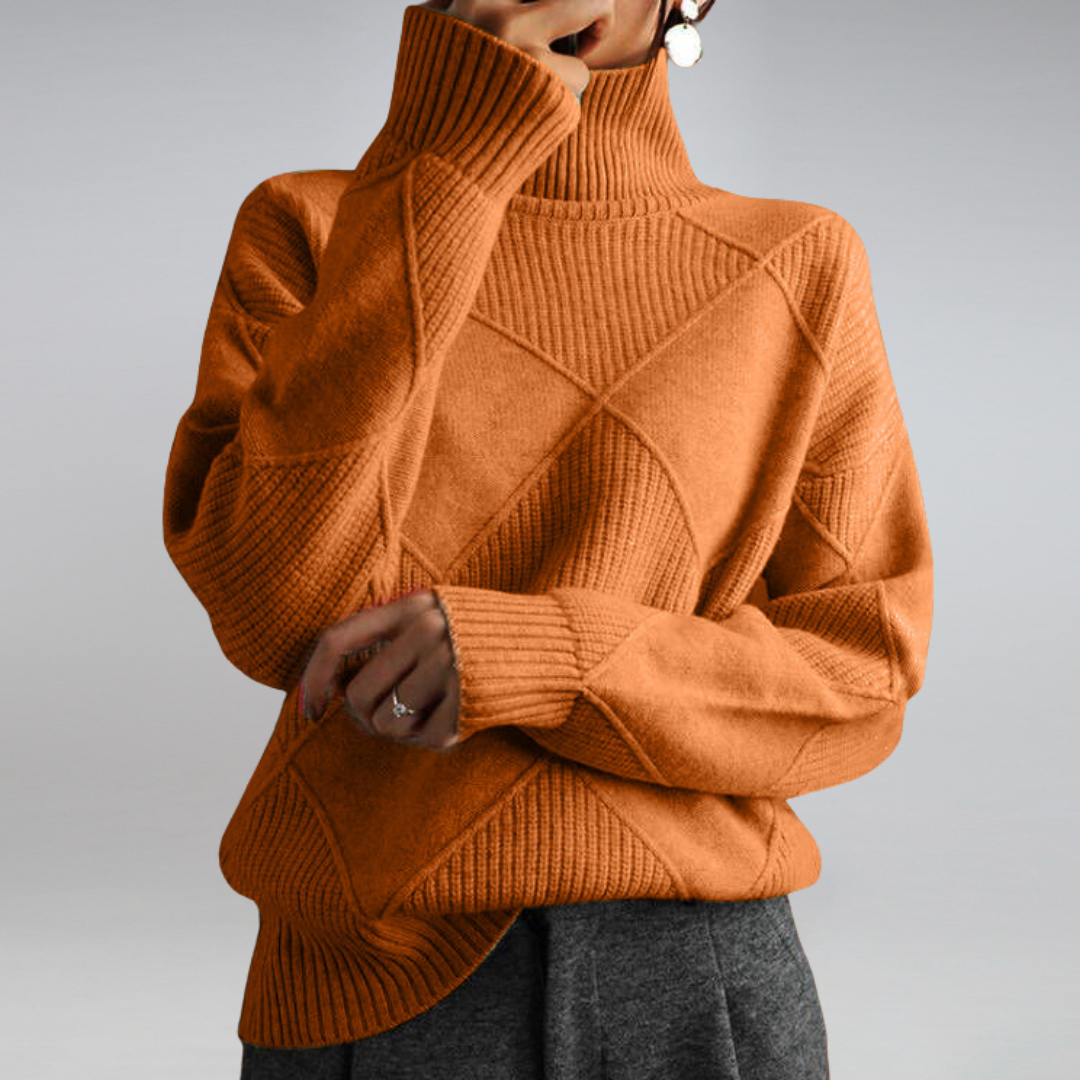 Maglione Dolcevita Donna | Trama a Rombi e Collo Alto 12