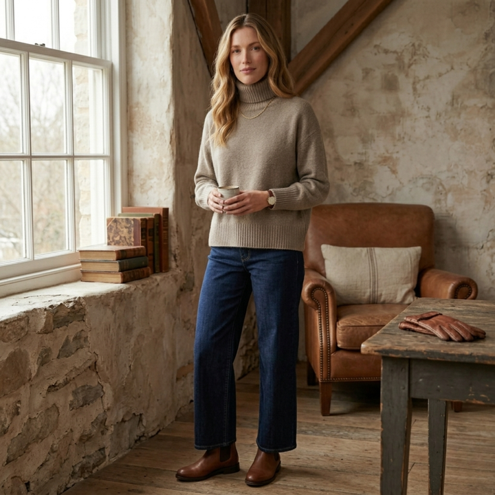 Doriane™ | Fine Knit Turtleneck Sweater with Slim Fit