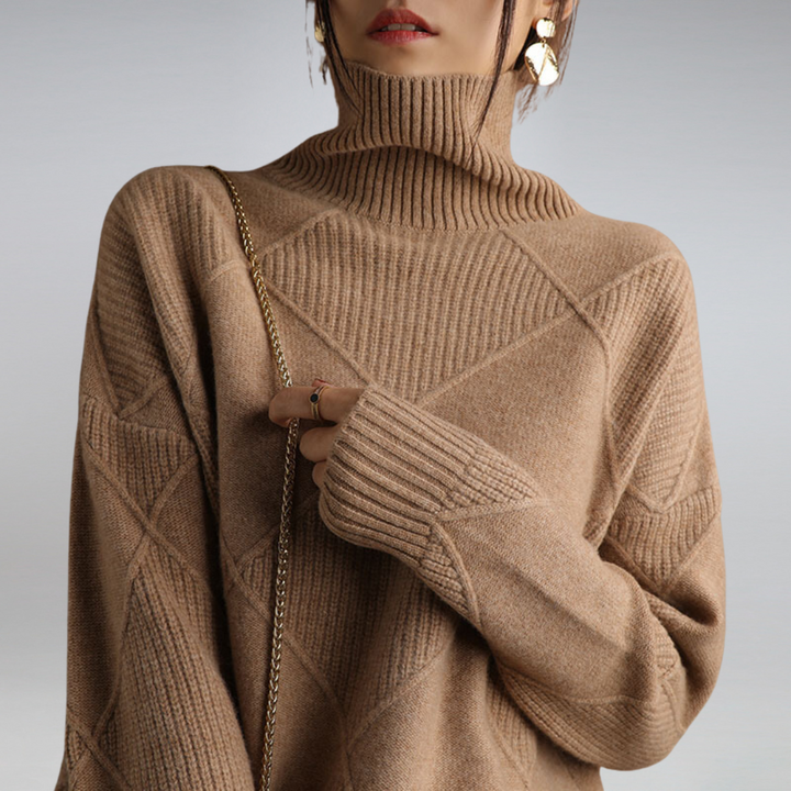 Maglione Dolcevita Donna | Trama a Rombi e Collo Alto 3