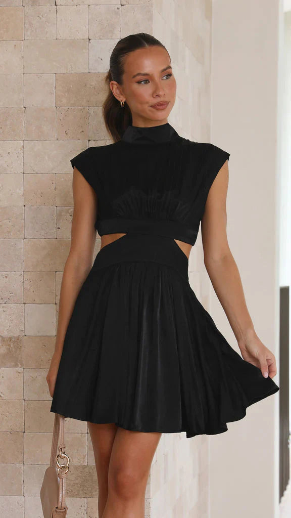 Abito Mini Donna | Cut-Out in Vita & Gonna Plissettata