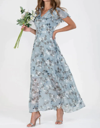 Abito Maxi Donna | Stampa Floreale & Maniche a Volant Romantiche