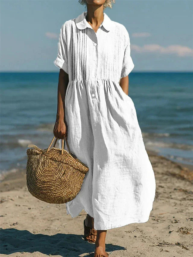 Abito Camicia Donna | Plissettato & Eleganza Casual Senza Tempo