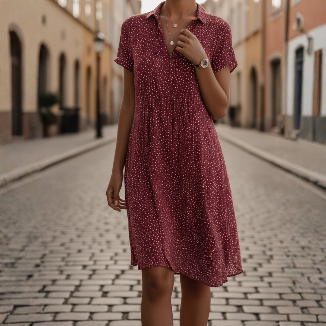 Abito Camicia Donna | Scollo a V & Vita Arricciata