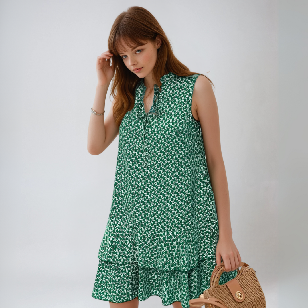 Abito Corto Donna | Stampa Geometrica & Vestibilità Fluente