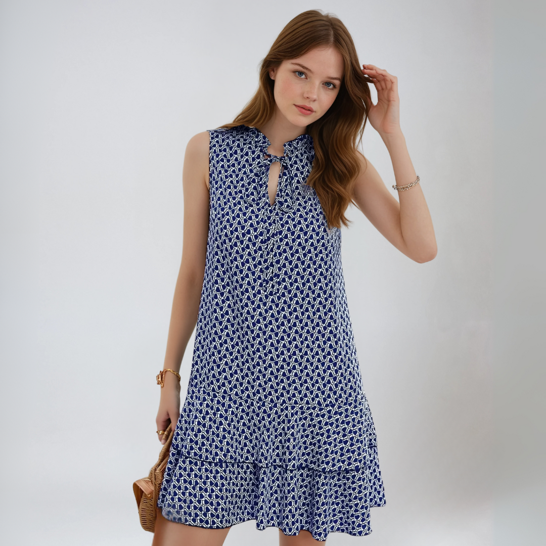 Abito Corto Donna | Stampa Geometrica & Vestibilità Fluente