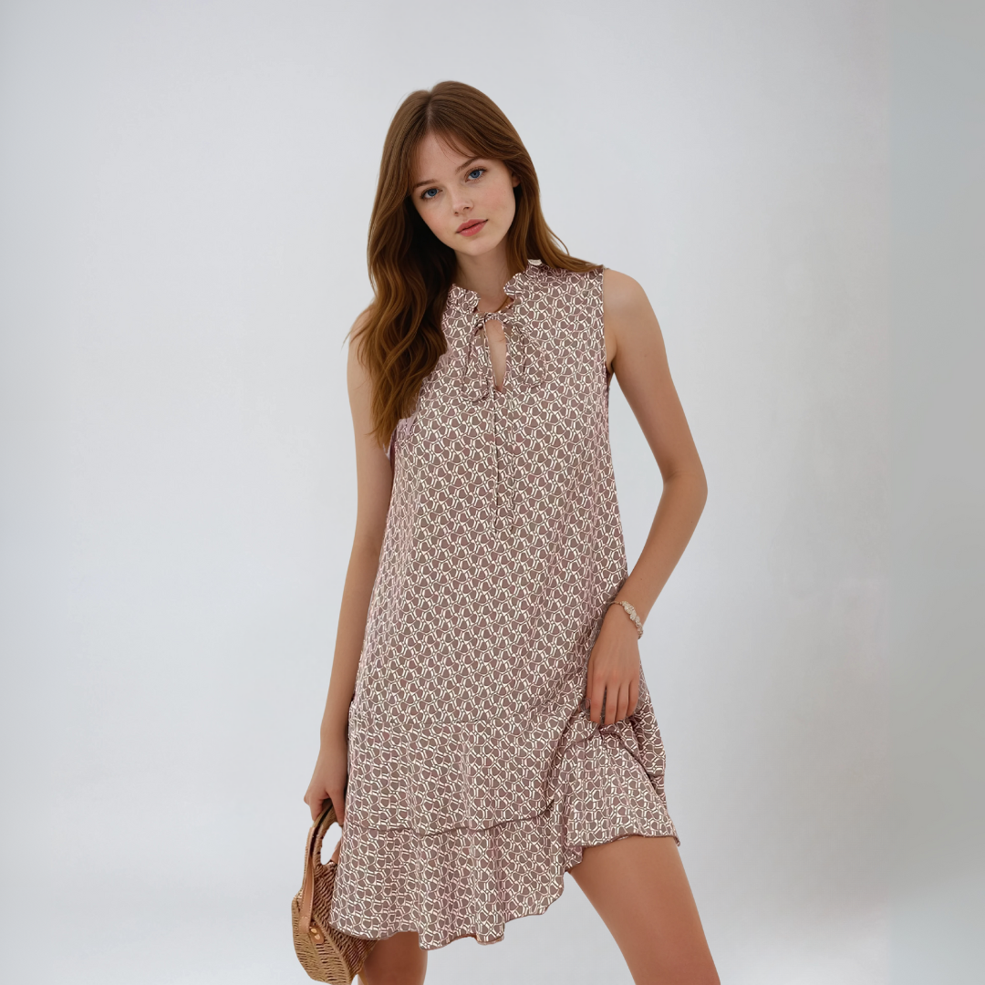 Abito Corto Donna | Stampa Geometrica & Vestibilità Fluente