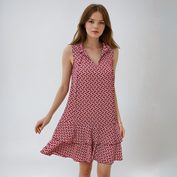 Abito Corto Donna | Stampa Geometrica & Vestibilità Fluente