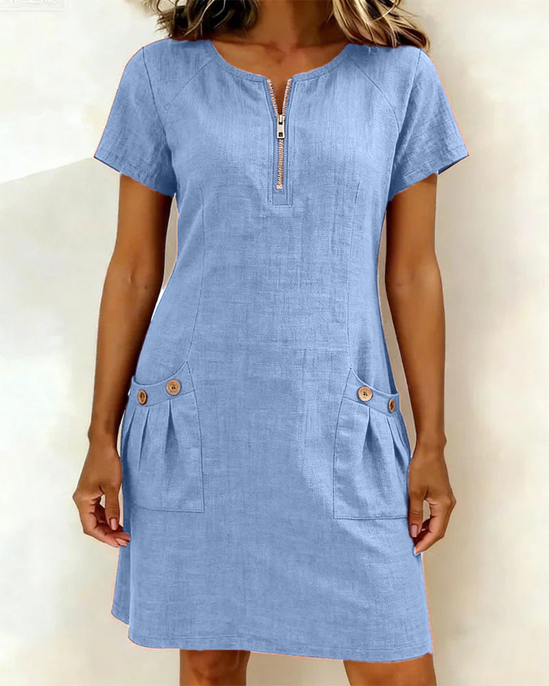 Abito Corto Donna | Zip Frontale & Stile A-Line