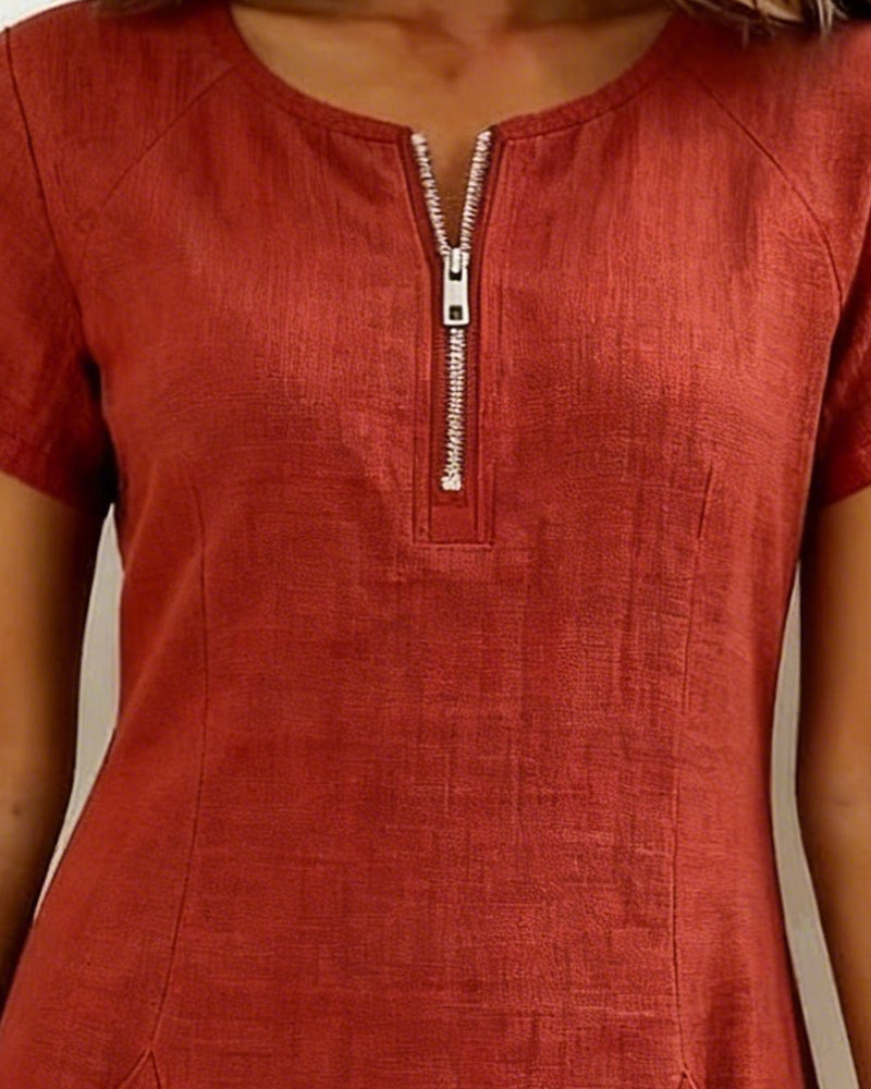 Abito Corto Donna | Zip Frontale & Stile A-Line