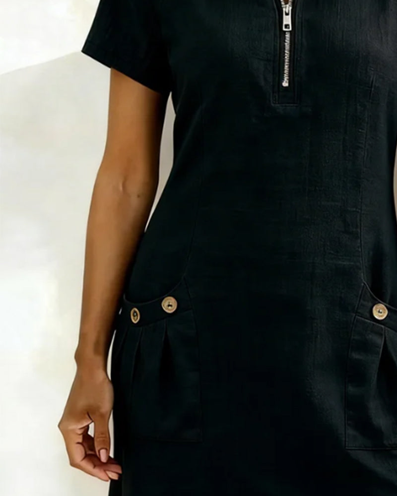 Abito Corto Donna | Zip Frontale & Stile A-Line