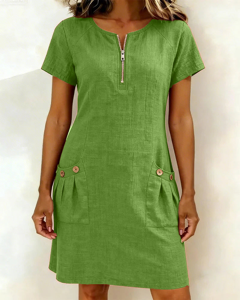 Abito Corto Donna | Zip Frontale & Stile A-Line