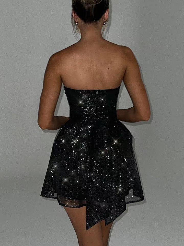 Abito Donna | Elegante con Glitter & Gonna Voluminosa