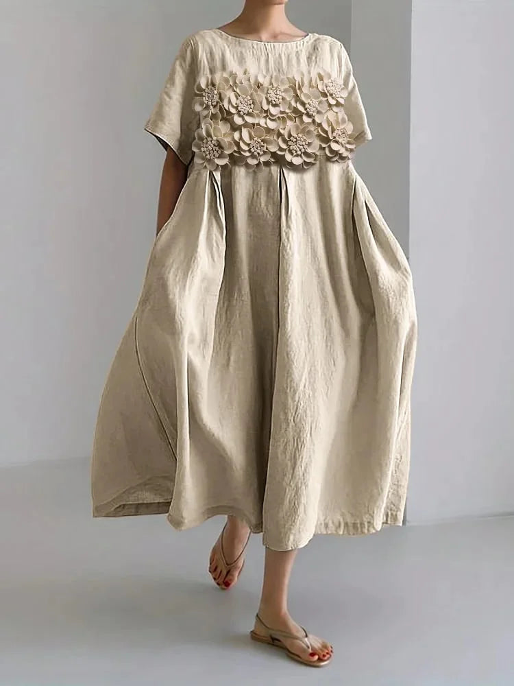 Abito Elegante Donna | Applique Floreali 3D & Vestibilità Fluida