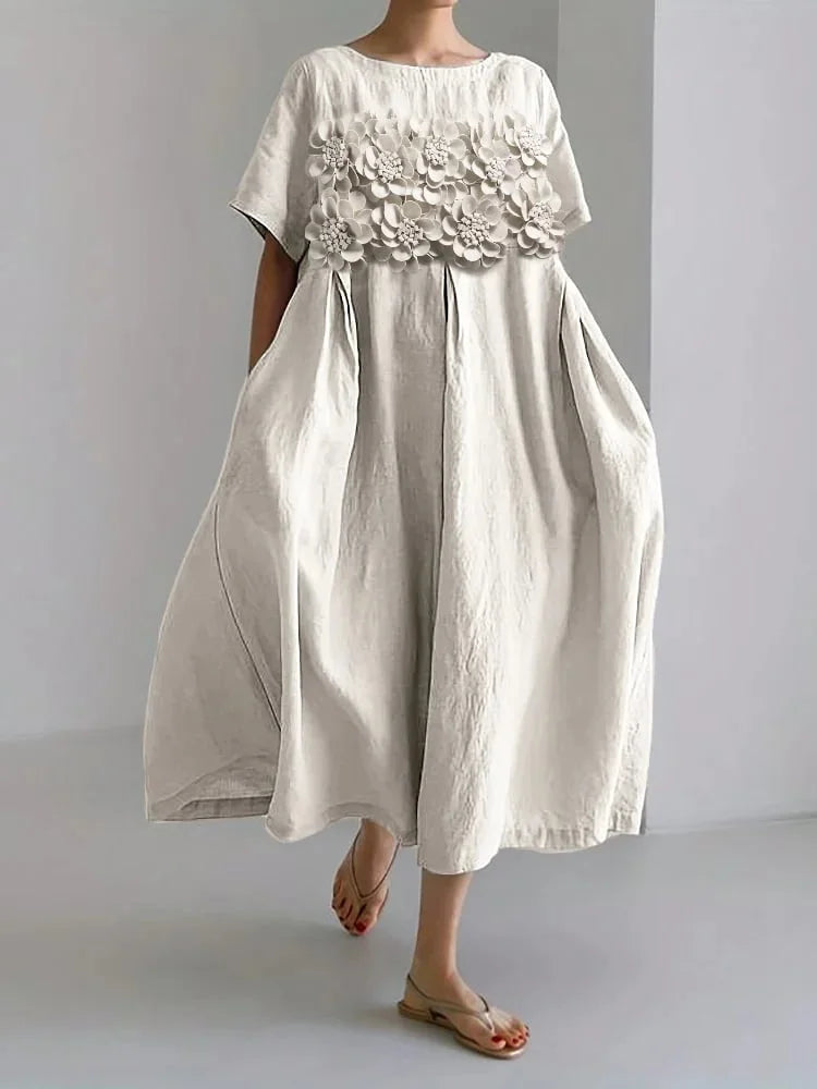 Abito Elegante Donna | Applique Floreali 3D & Vestibilità Fluida