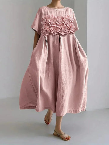 Abito Elegante Donna | Applique Floreali 3D & Vestibilità Fluida