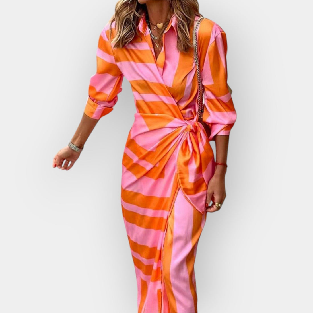 Abito Estate Donna | Stampa Geometrica Bold & Drappeggio Twist in Vita