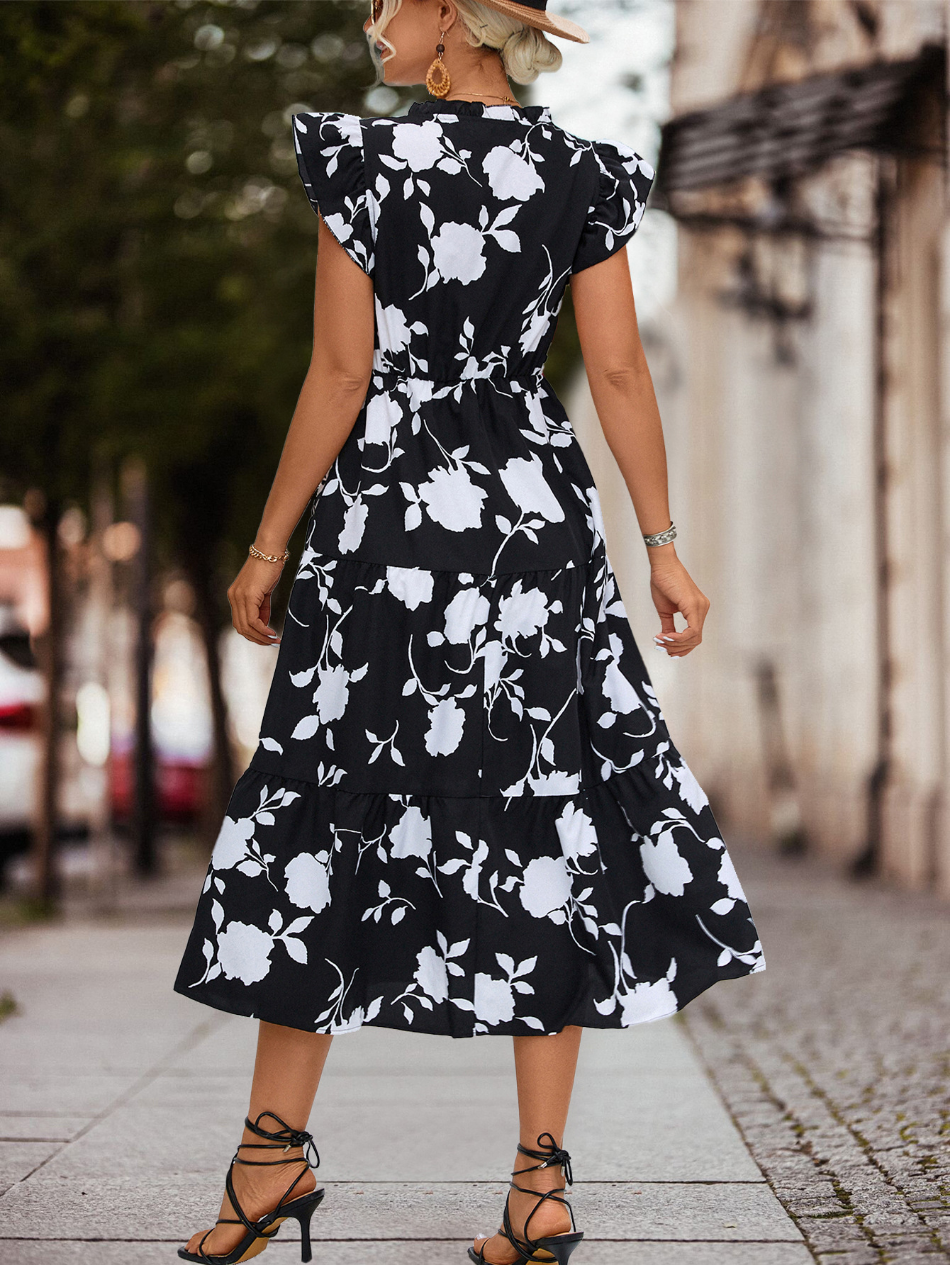 Abito Estivo Donna | Fantasia Floreale & Gonna a Balze Fluente