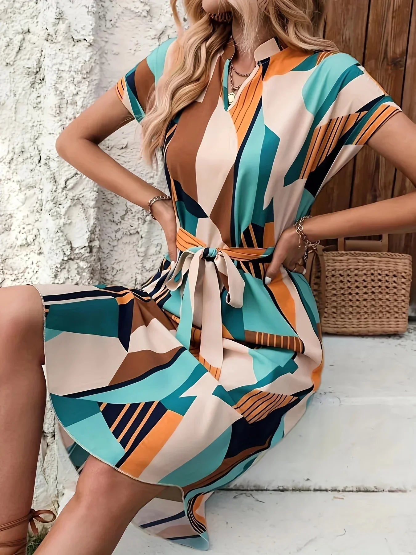 Abito Estivo Donna | Stampa Geometrica & Vestibilità Fasciante