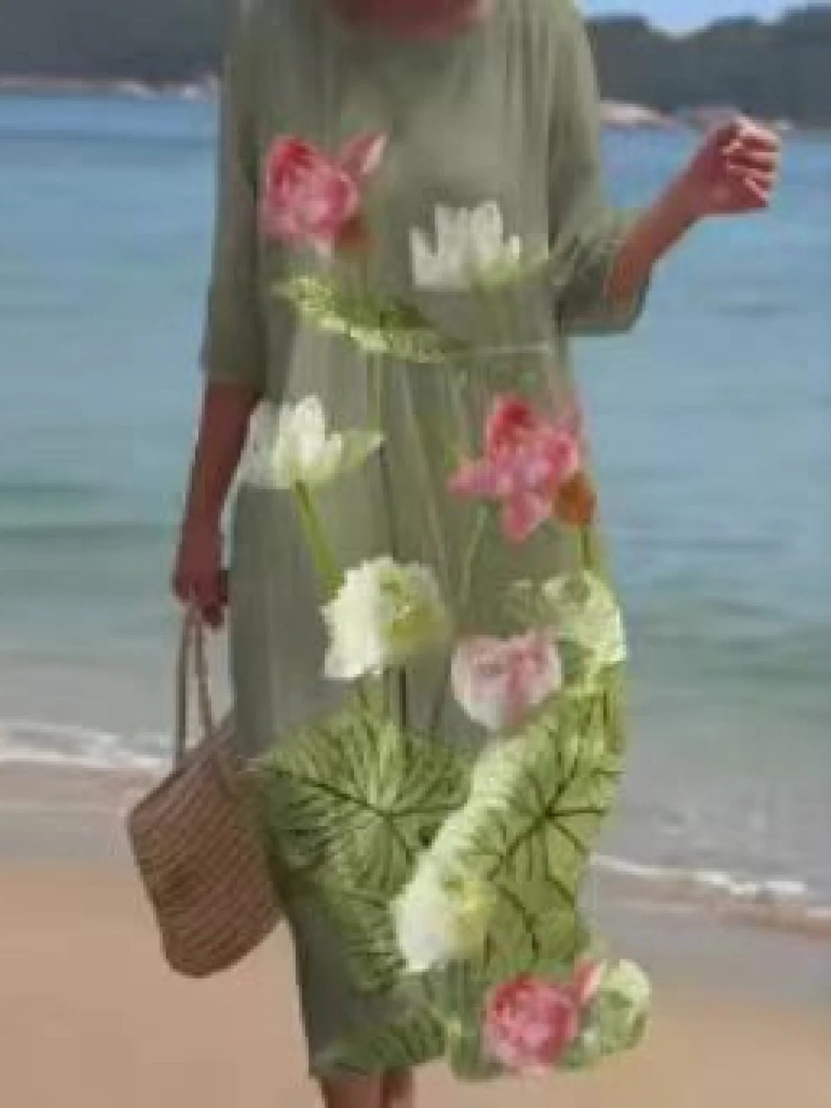 Abito Floreale Midi Donna | Stampa Rose & Vestibilità Comoda con Vita Elastica