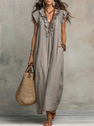 Abito Lunga Donna | Volant Boho & Comfort Fluido Tutto il Giorno