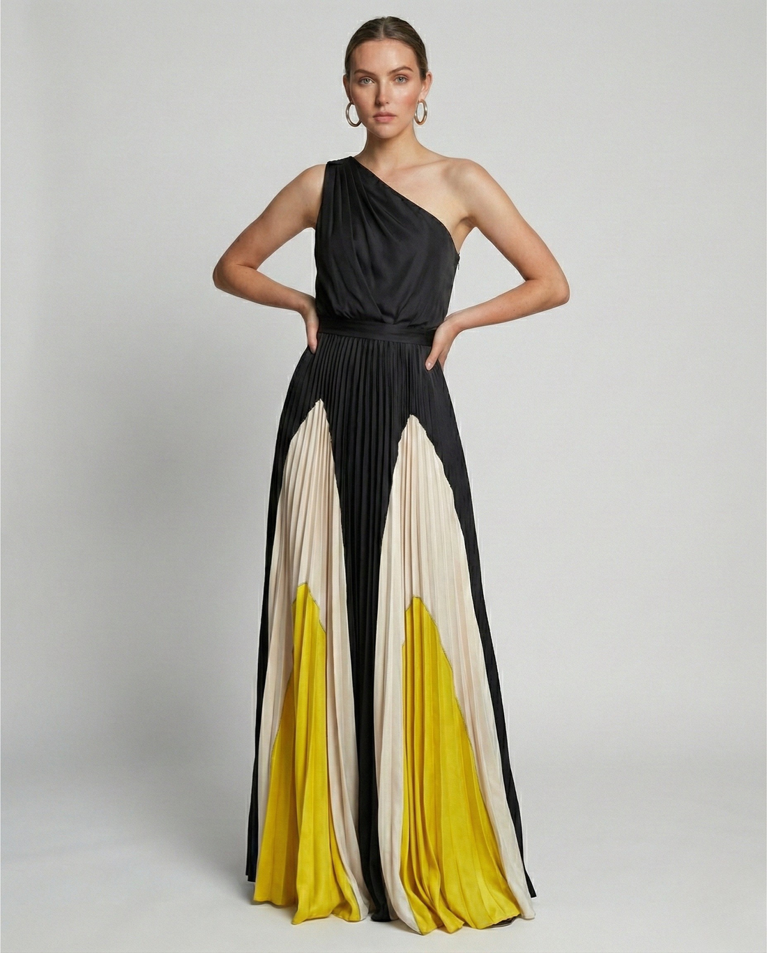 Abito Lungo Donna | Gonna Plissettata & Monospalla Couture