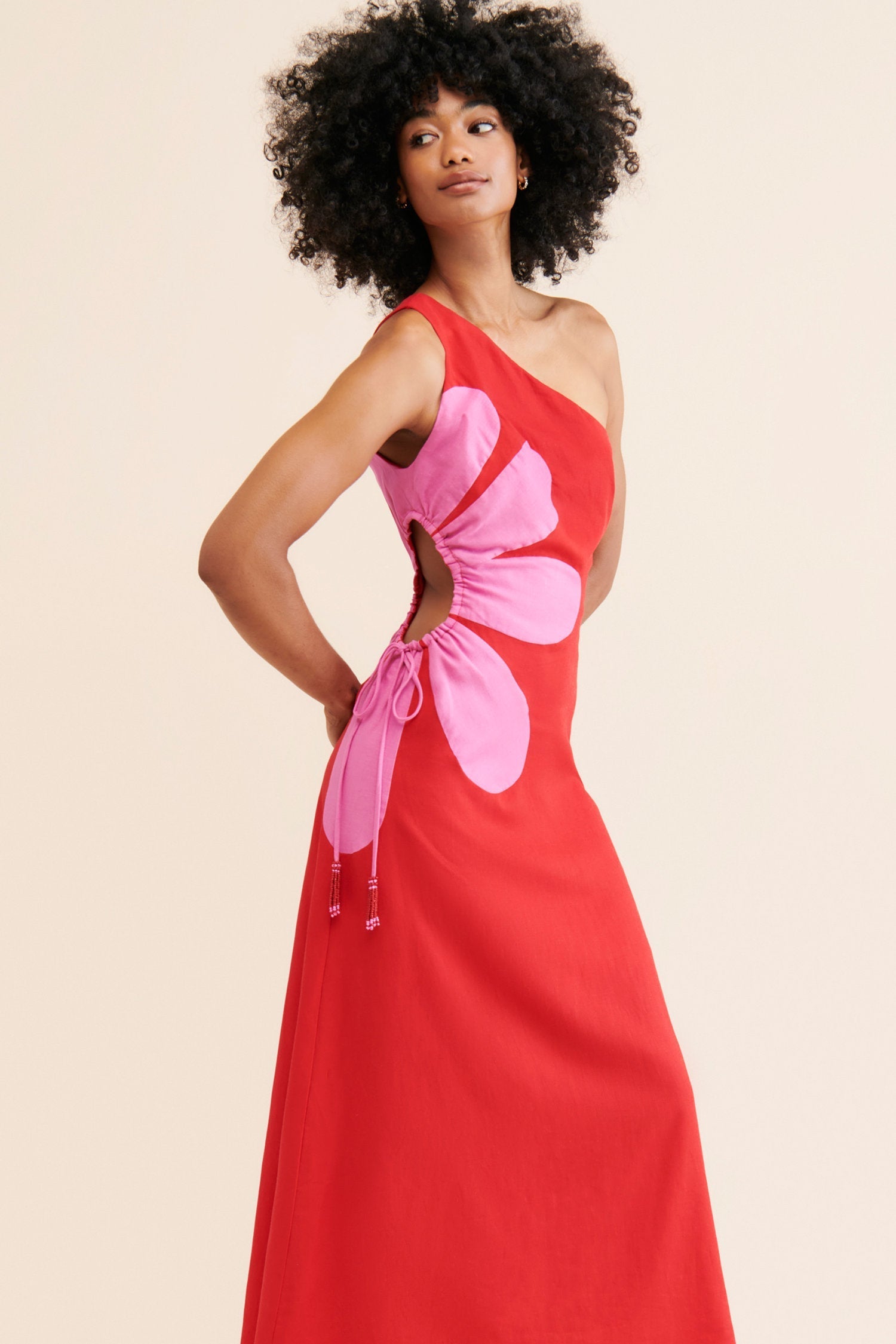 Abito Lungo Donna | Monospalla & Dettaglio Floreale Bold