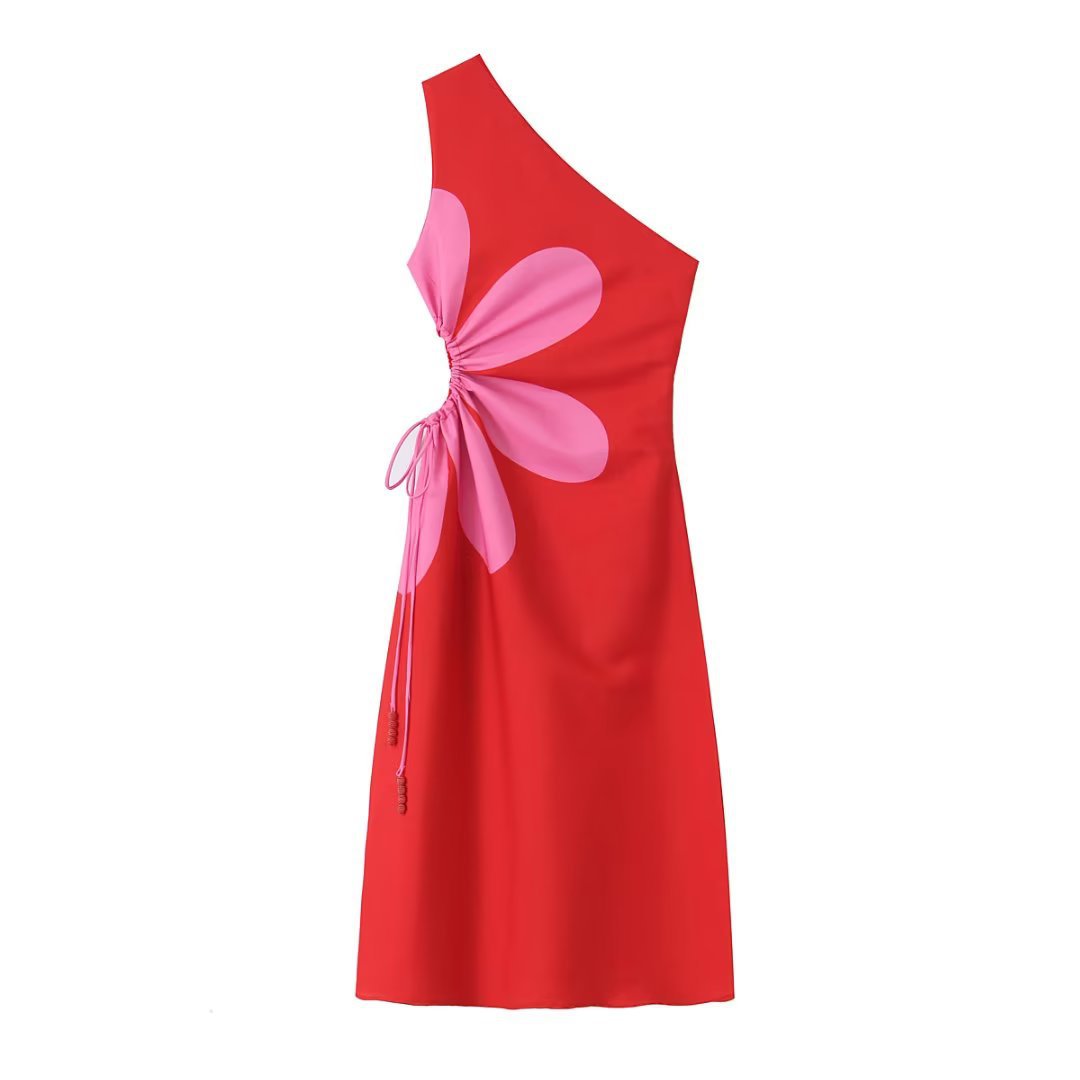 Abito Lungo Donna | Monospalla & Dettaglio Floreale Bold