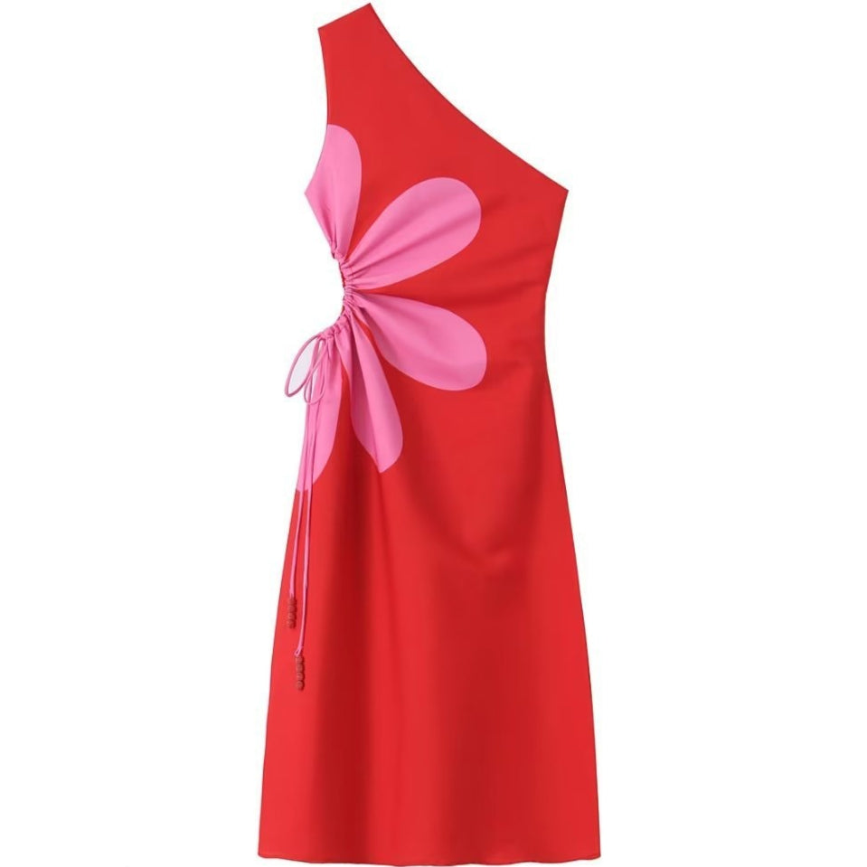 Abito Lungo Donna | Monospalla & Dettaglio Floreale Bold