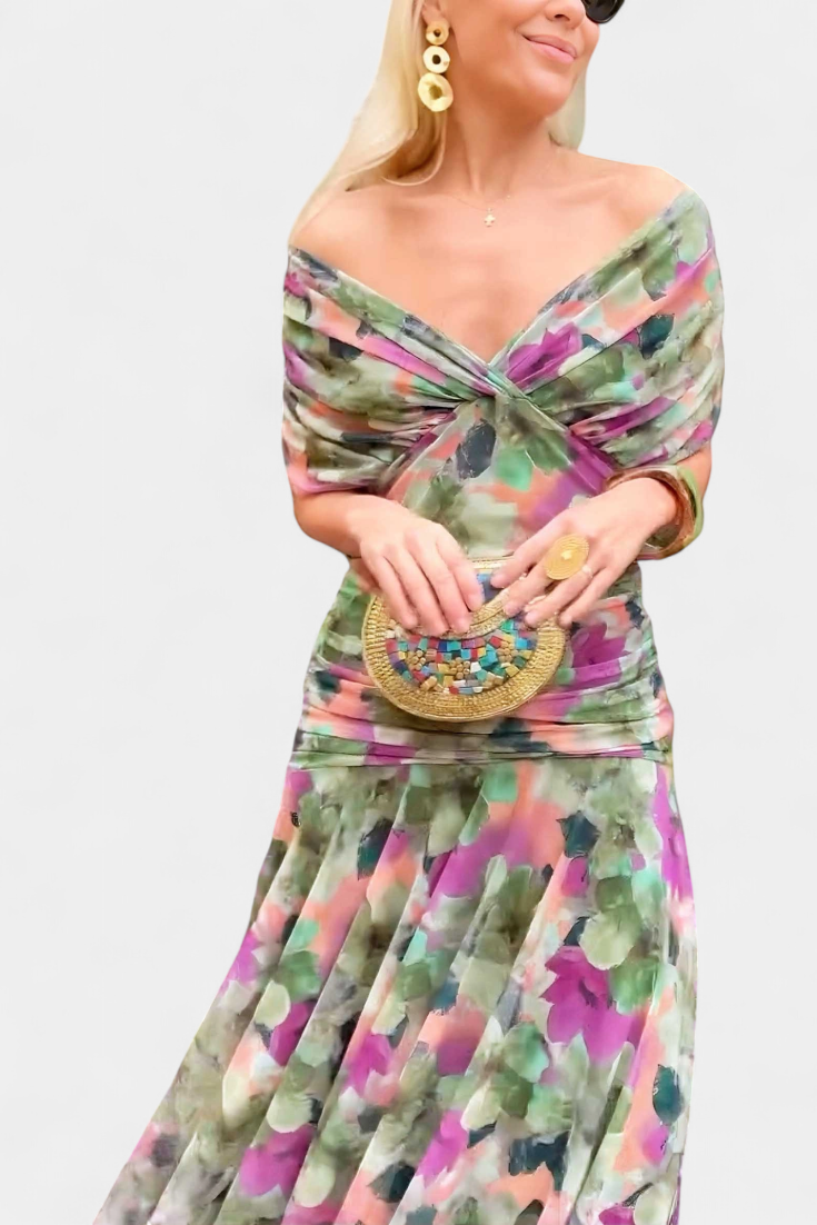 Abito Lungo Donna | Off-Shoulder Drappeggiato & Stile da Red Carpet