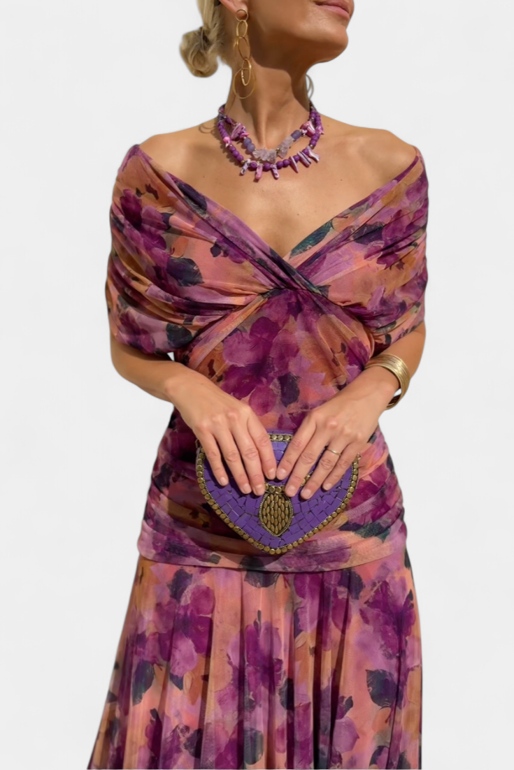 Abito Lungo Donna | Off-Shoulder Drappeggiato & Stile da Red Carpet