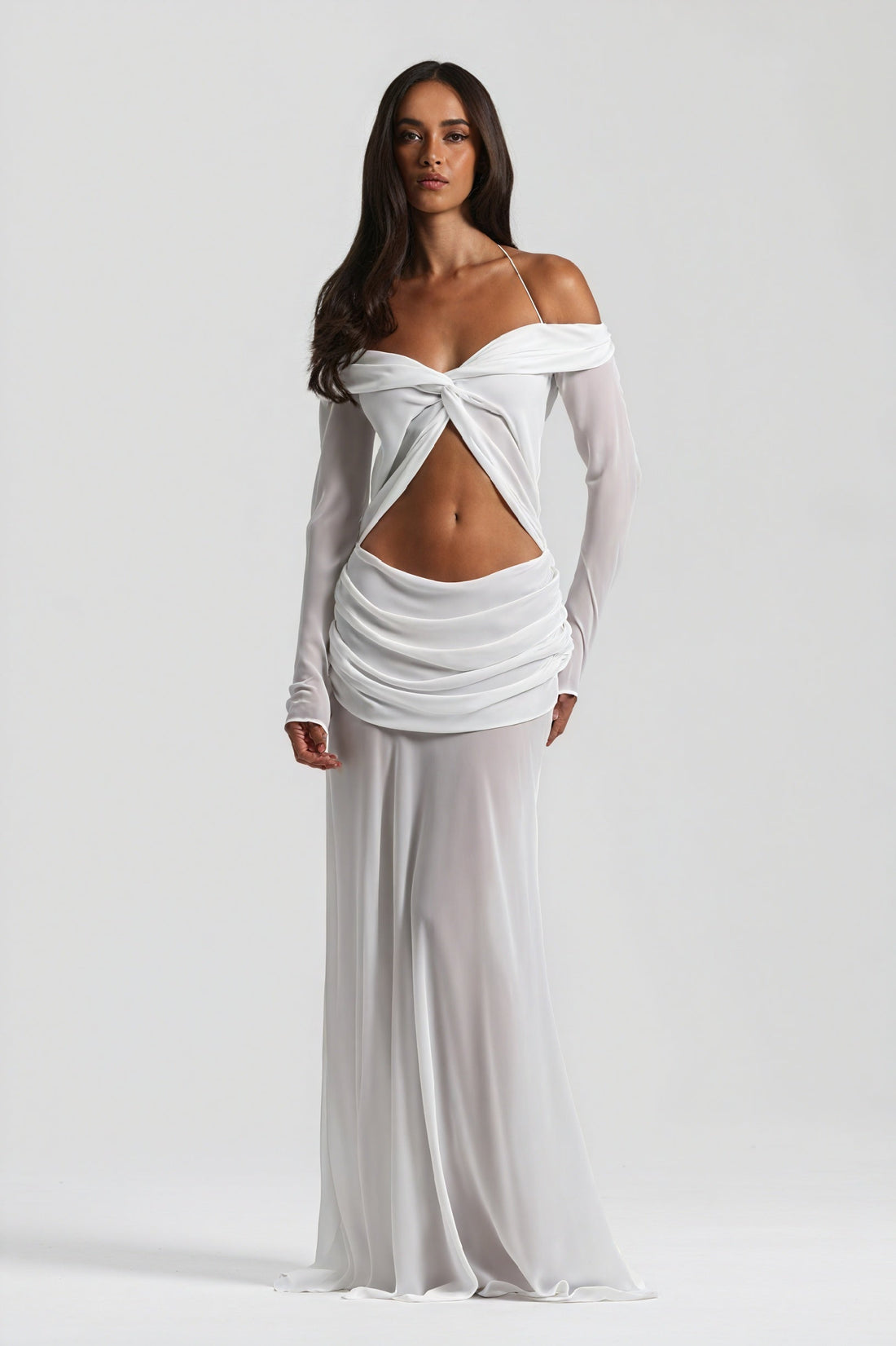 Abito Lungo Donna | Silhouette Drappeggiata & Cut-Out