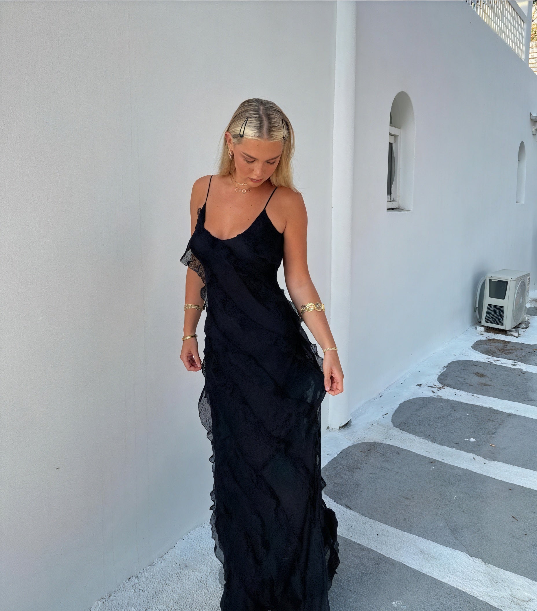 Abito Maxi Donna | Balze a Cascata & Bretelle Sottili Sensuali